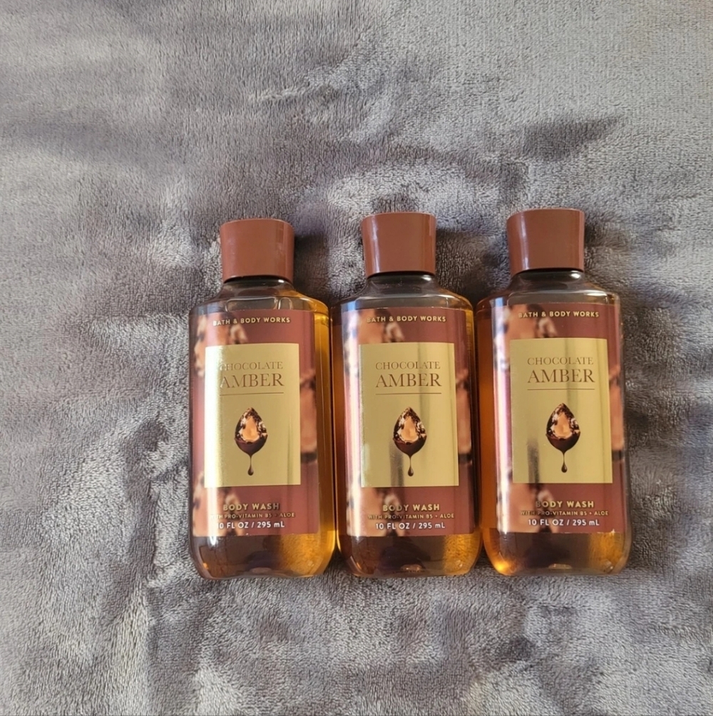 3 Bath & Body Works Chocolate Amber Body Wash 10 oz Each Discontinued HTF